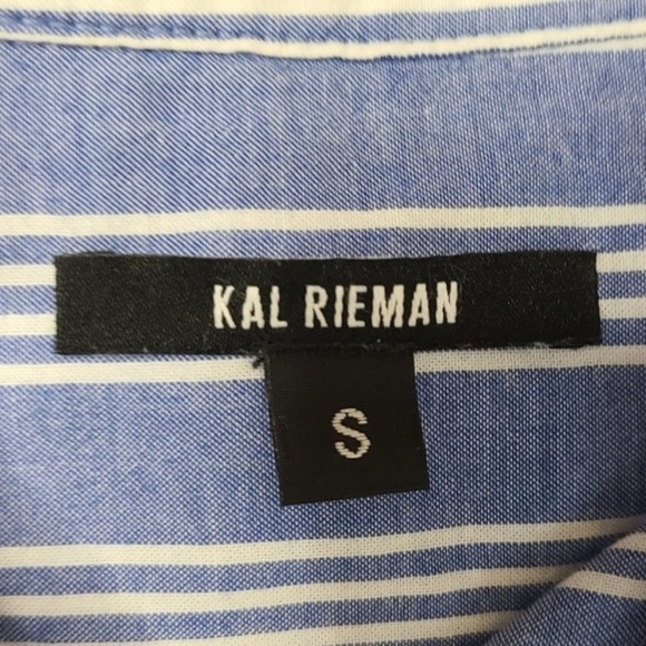 KAL Rieman Striped Cotton Tiered Shirt Dress Blue Small S - Picture 8 of 10